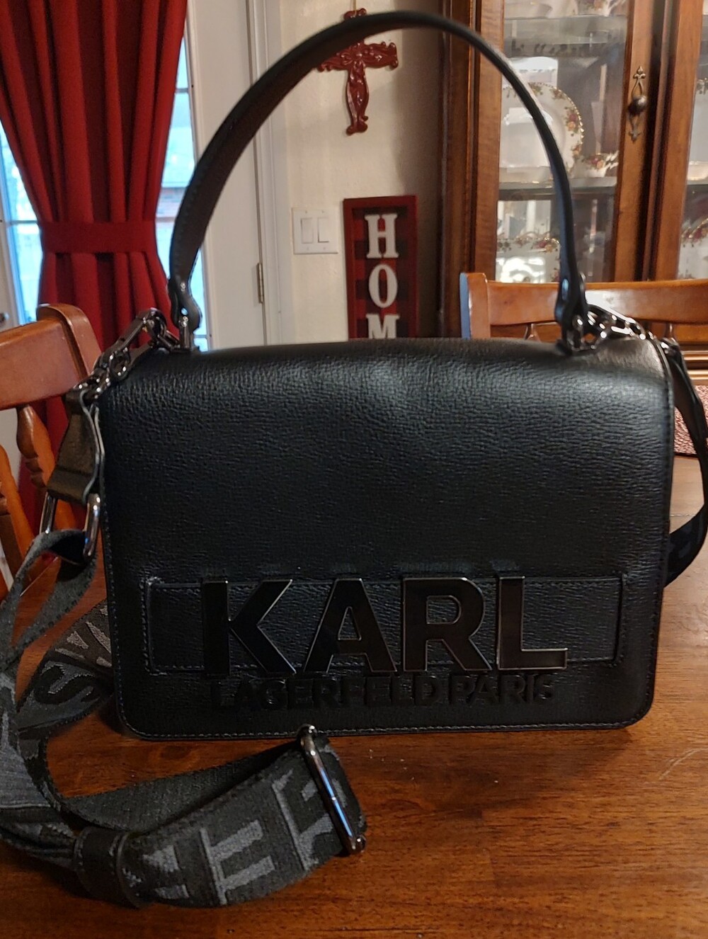 Karl Lagerfeld Black Logo Crossbody Bag